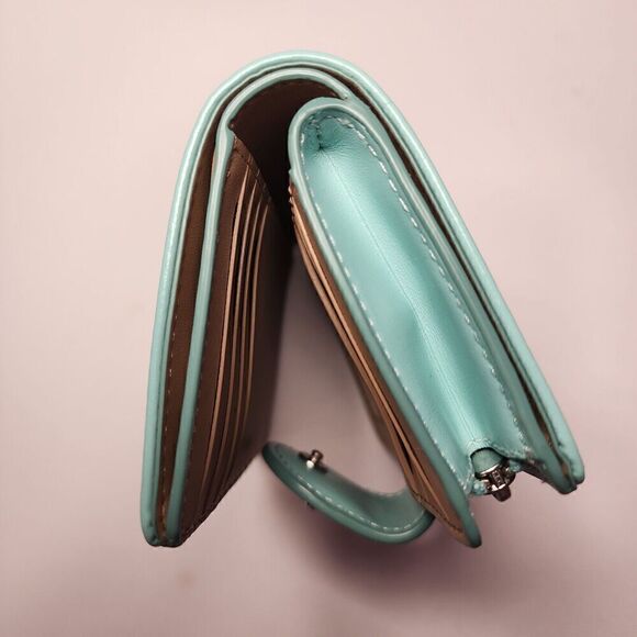 NWT Coach CT922 Medium Corner Zip Wallet Signature Jacquard Leather Faded Blue - Picture 5 of 5